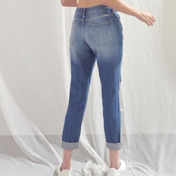 2/$14 KanCan Distressed Boyfriend Fit Mid Rise Jeans 28 - Picture 2 of 10